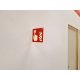 Fire alarm, hand signal two-sided perpendicular sign 15x15 cm, backlight, wall mountable