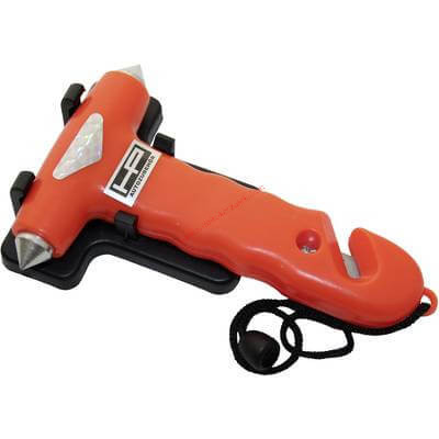 Safety, emergency hammer with belt cutter