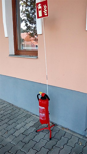 Stand fire extinguisher holder