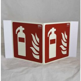 Fire extinguisher panoramic sign 15x15 cm, Photoluminescent