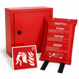   Fire Blanket Storage Set – Metal Cabinet + Photoluminescent Sign + 1.6×1.8 m Blanket