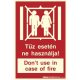 IMPLASER "Do not use in case of fire!" elevator warning sign Self-adhesive B150 - 20 x 10 cm