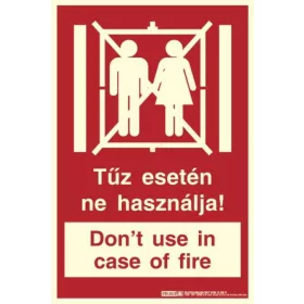   IMPLASER ''Do not use in case of fire!'' elevator warning sign 30X20 cm B150