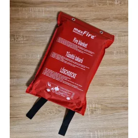   Maxfire FEX Tűzoltó takaró 1,6x1,8 méter DIN EN 1869, piros fali tasakban, üvegszálas