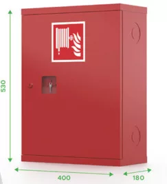 KOR 530x400x180 mm - C52 Lapos tömlős tűzcsap rendszer, tömlőtartóval, zárható, kulcsdobozzal