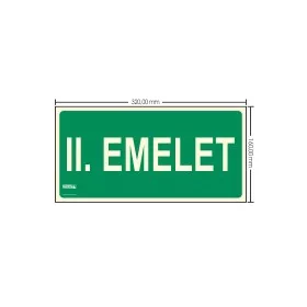   II. Schild „FLOOR LEVEL INDICATOR“ – Fluchtweg, hinterleuchtetes Kunststoffschild 32x16 cm, 0,7 mm dick – IMPLASER B151