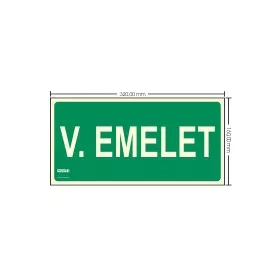   Schild „Stockwerk 5. Ebene“ – Fluchtweg, hinterleuchtetes Kunststoffschild 32 x 16 cm, 0,7 mm dick – IMPLASER B154