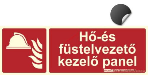 HEAT AND SMOKE CONTROL PANEL self-adhesive label - Fire safety sign, Photoluminescent sign 30x10 cm - IMPLASER B150