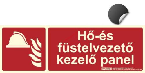 HŐ ÉS FÜSTELVEZETŐ KEZELŐ PANEL öntapadó felirat - Tűzvédelmi jel, Utánvilágító jel 30x10 cm - IMPLASER B150