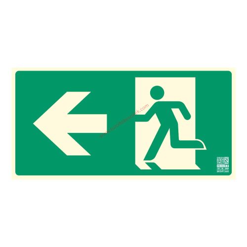 Escape route to the left, Illuminated plastic board 32x16 cm, 0.7 mm thick - IMPLASER B150