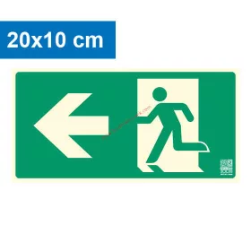   Escape route to the left, Illuminated plastic board 20x10 cm, 0.7 mm thick - IMPLASER B150