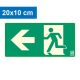 Escape route to the left, Illuminated plastic board 20x10 cm, 0.7 mm thick - IMPLASER B150