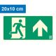 Escape route pointing upwards (forwards), Illuminated plastic board 20x10 cm, 0.7 mm thick - IMPLASER B150