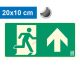 Escape route pointing upwards (forwards), Backlit self-adhesive sign 20x10 cm - IMPLASER B150