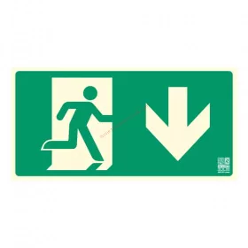   Escape route downwards, Illuminated plastic board 32x16 cm, 0.7 mm thick - IMPLASER B150