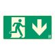 Escape route downwards, Illuminated plastic board 32x16 cm, 0.7 mm thick - IMPLASER B150