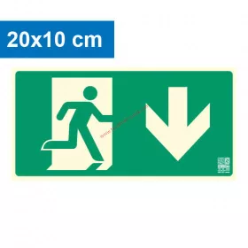   Escape route downwards, Illuminated plastic board 20x10 cm, 0.7 mm thick - IMPLASER B150