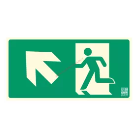   Escape route left up (stairs) pointing, Illuminated plastic sign 32x16 cm, 0.7 mm thick - IMPLASER B150
