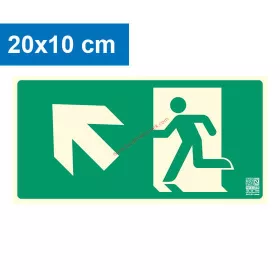   Escape route pointing left up (stairs), Illuminated plastic board 20x10 cm, 0.7 mm thick - IMPLASER B150