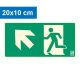 Escape route pointing left up (stairs), Illuminated plastic board 20x10 cm, 0.7 mm thick - IMPLASER B150