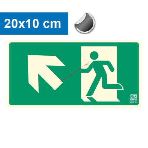 Escape route left up (stairs) pointer, Backlit self-adhesive sign 20x10 cm - IMPLASER B150