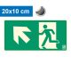Escape route left up (stairs) pointer, Backlit self-adhesive sign 20x10 cm - IMPLASER B150