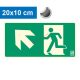 Escape route left up (stairs) pointer, Photoluminescent self-adhesive sign 20x10 cm - IMPLASER B150