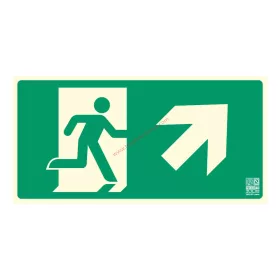   Escape route pointing right up (stairs), Illuminated plastic sign 32x16 cm, 0.7 mm thick - IMPLASER B150