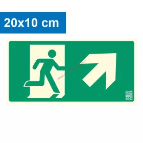   Escape route pointing up to the right (stairs), Illuminated plastic sign 20x10 cm, 0.7 mm thick - IMPLASER B150