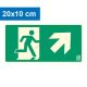 Escape route pointing up to the right (stairs), Illuminated plastic sign 20x10 cm, 0.7 mm thick - IMPLASER B150