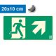 Escape route pointing up to the right (stairs), Photoluminescent self-adhesive sign 20x10 cm - IMPLASER B150