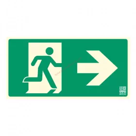   Escape route to the right, Illuminated plastic sign 32x16 cm, 0.7 mm thick - IMPLASER B150