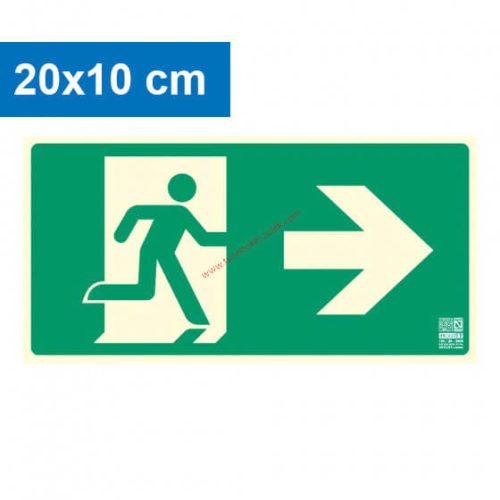Escape route to the right, Illuminated plastic board 20x10 cm, 0.7 mm thick - IMPLASER B150