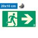 Escape route to the right, Backlit self-adhesive sign 20x10 cm - IMPLASER B150