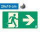 Escape route to the right, Photoluminescent self-adhesive sign 20x10 cm - IMPLASER B150