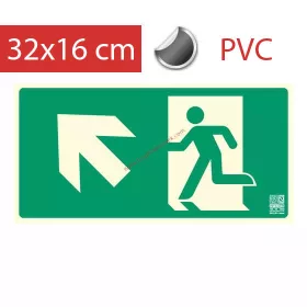   Left, up - Escape route, Backlit sign self-adhesive 32x16 cm - (100 pcs)