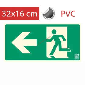   Left - Escape route, Backlit sign self-adhesive 32x16 cm - (100 pcs)