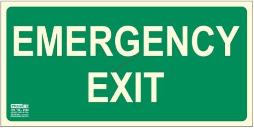 EMERGENCY EXIT sign - Escape route, Illuminated plastic sign 32x16 cm, 0.7 mm thick - IMPLASER B150