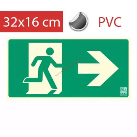   Right - Escape route, Backlit sign self-adhesive 32x16 cm - (100 pcs)