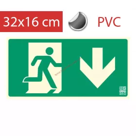   Down - Escape route, Backlit sign self-adhesive 32x16 cm - (100 pcs)