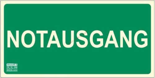 NOTAUSGANG sign - Escape route, Illuminated plastic sign 32x16 cm, 0.7 mm GERMAN EMERGENCY EXIT