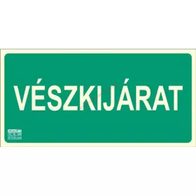   EMERGENCY EXIT sign - Escape route, Illuminated plastic sign 32x16 cm, 0.7 mm thick - IMPLASER B150