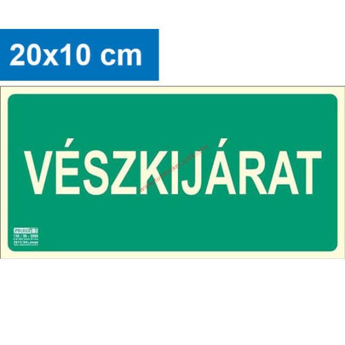 EMERGENCY EXIT sign - Escape route, Illuminated plastic sign 20x10 cm, 0.7 mm thick - IMPLASER B150