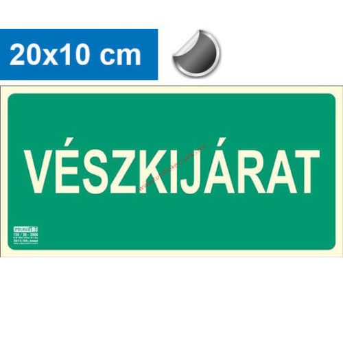 EMERGENCY EXIT sign - Escape route, Backlit self-adhesive sign 20x10 cm - IMPLASER B150