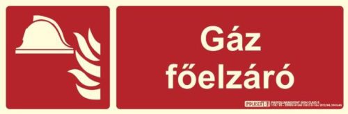 Schild „GAS-HAUPTABSCHALTUNG“ - Brandschutzschild, hinterleuchtetes Kunststoffschild 30x10 cm, 0,7 mm dick - IMPLASER B150