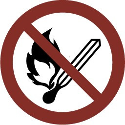 Bringing in ignition sources is FORBIDDEN safety sign plastic sign 22.4x22.4 cm