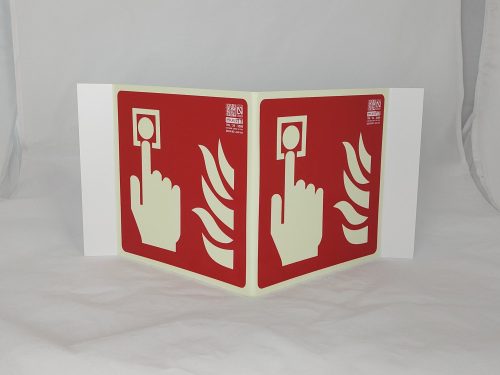 Fire alarm hand signal panoramic sign 21x21 cm