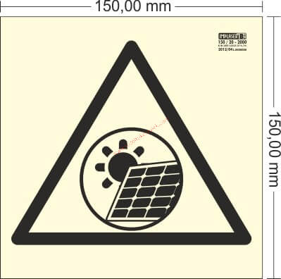 NAPELEMES RENDSZER, Utánvilágító öntapadó biztonsági jel öntapadó 15x15 cm - IMPLASER B150
