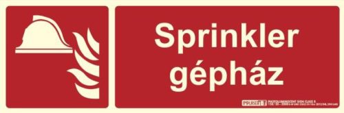 SPRINKLER GÉPHAZ sign - Fire protection sign, Illuminated plastic sign 30x10 cm, 0.7 mm thick - IMPLASER B150