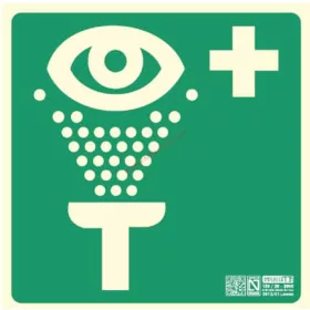  Eye wash station, Photoluminescent safety sign plastic board 22.4x22.4 cm